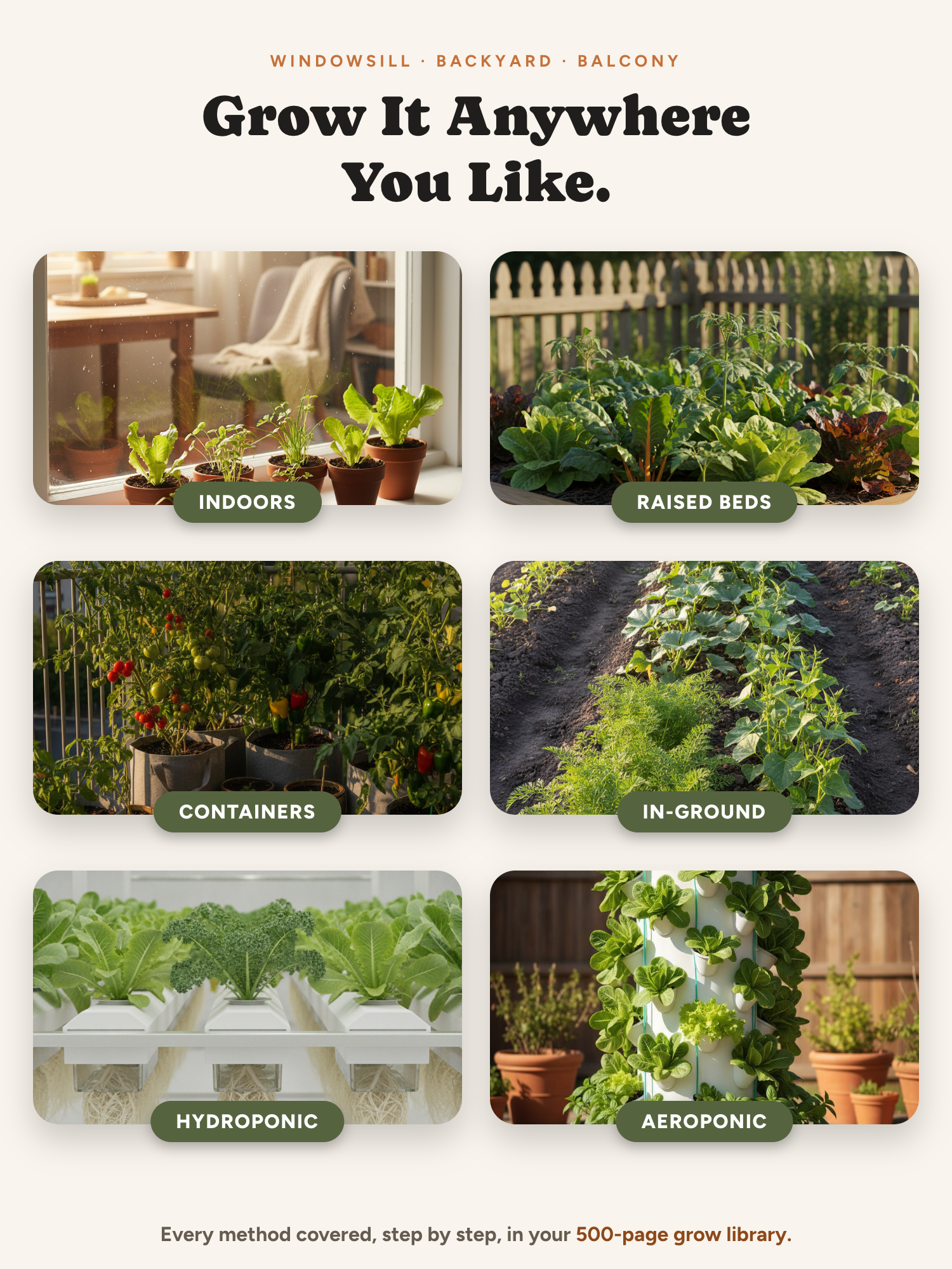 Grow it anywhere you like — indoors, raised beds, containers, in-ground, hydroponic, aeroponic
